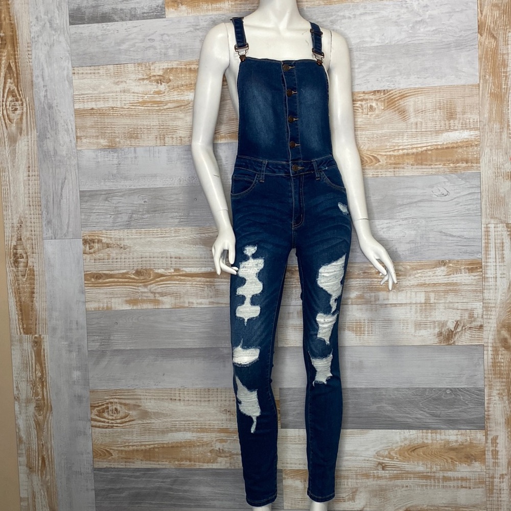 Bluenotes high rise begging ripped overalls-Emma blue size small